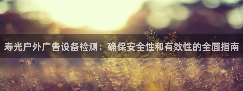 杏宇平台代理怎么样：寿光户外广告设备检测：确保安全性和有效性的全面指南